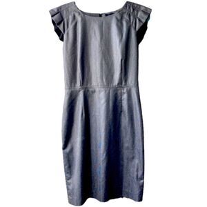 Kenneth Cole Polyester Ruffle shift MIDI Dress Dark Grey Size 6